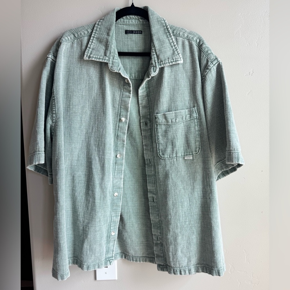 Zara Green Casual Button Down Shirt